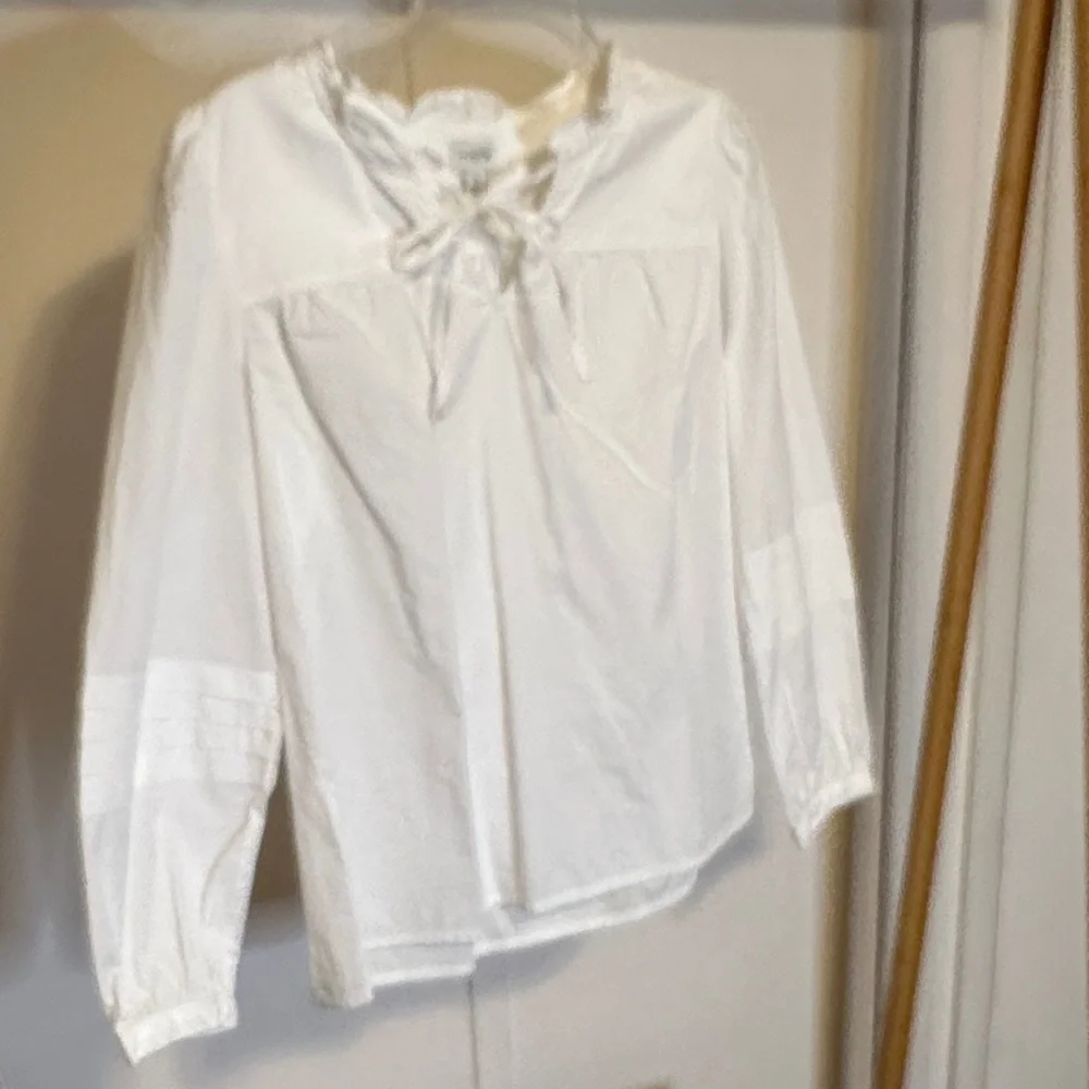 J. Crew White Blouse‎ with Bow Detail